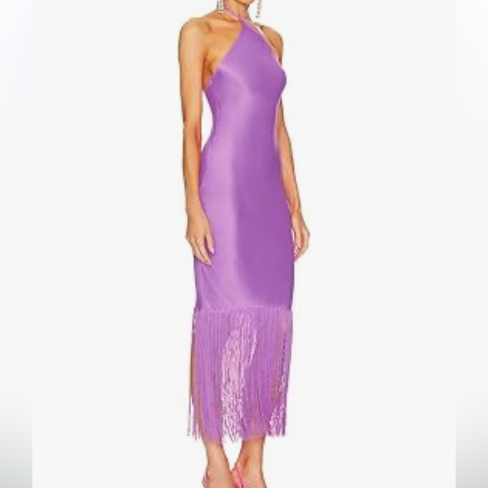 Women’s Halter Fringe Purple Dress